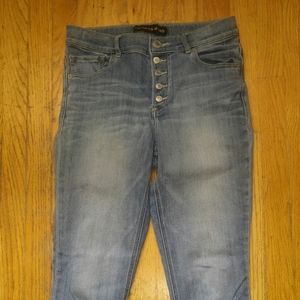 Express button fly high rise jeans